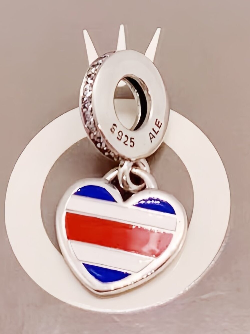 Pandora Costa Rica Flag Exclusive Heart Charm Pendant